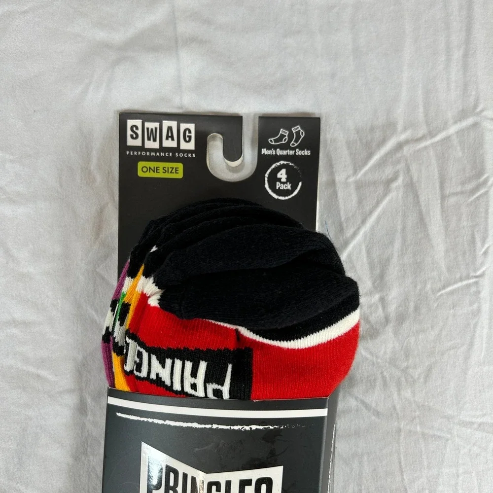 Swag Pringles Mens Quarter Socks 4 Pack Multicolor Performance Shoe Size 8-13